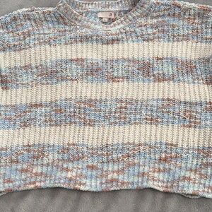 SO Striped Crewneck Sweater - Cream, Light Blue & Brown